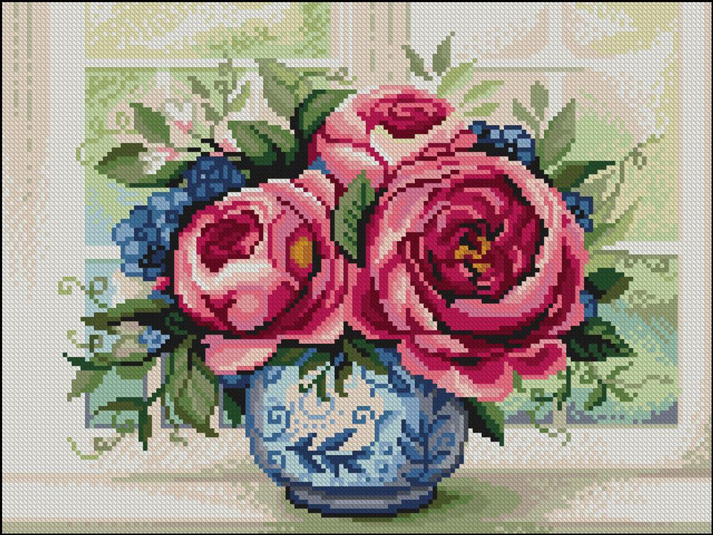 Алмазная (кристальная) мозаика Алмазное хобби, Пионы на окне, 30х40