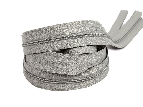 Молния рулонная витая (спираль) Т3 (3 мм), УСИЛЕННАЯ, НА БОБИНЕ, S-133 св.серый (цв.SBS) / 200 метров