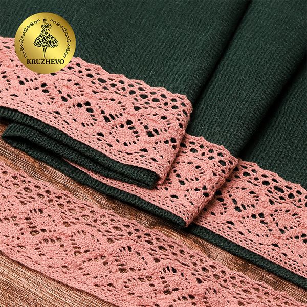 Кружево вязаное (тесьма) 50 мм / 10 метров, цв.32 розовый, Kruzhevo