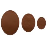 Набор заплаток пришивных из кожи, овал 4х5,5см, 6х8,2см, 8х10,9см, с перфорацией, 3 шт (02 светло-коричневый), 9404