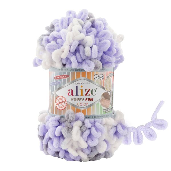 Пряжа Alize (Ализе) Puffy Fine Color / уп.5 мот. по 100 г, 14,5 м, 6372