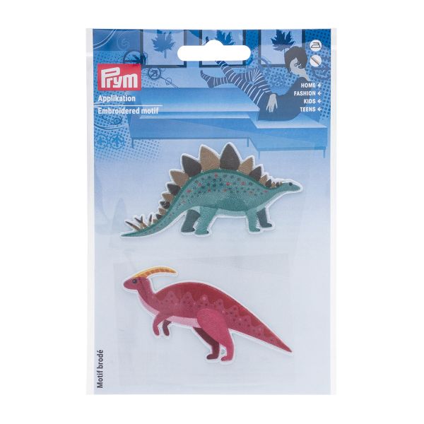 Термоаппликация самоклеящаяся/приутюживаемая Дино, красный/бирюзовый цв. 2 шт Prym, 923231