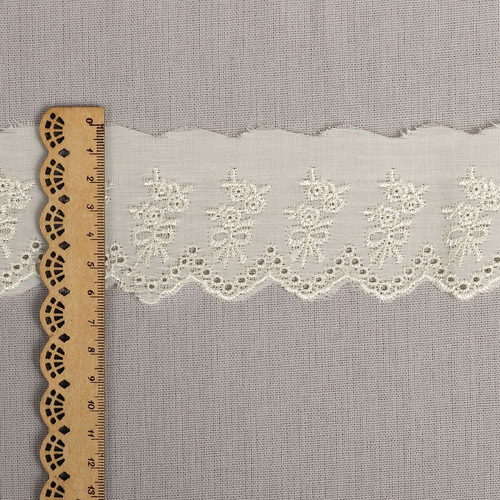 Кружево шитьё диз.ТСВ-20S10 5.5 см, цв.002 молочный, хлопок уп.2,5м, Kruzhevo