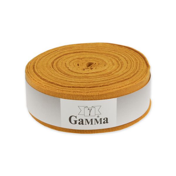 Косая бейка трикотажная 35 мм / 10 метров, (рибана), 005 горчичный, Gamma