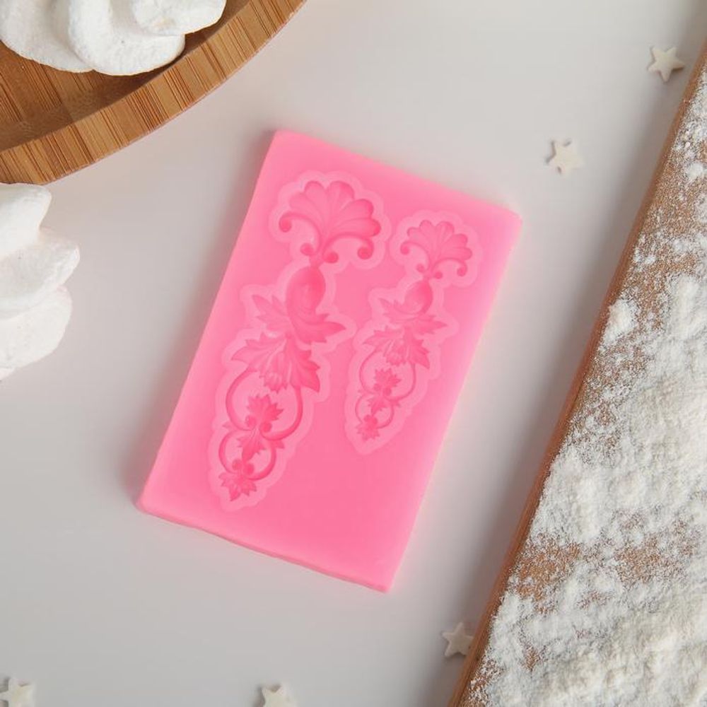 Молд 7,7х5х0,5 см, Цветочный узор, цвет микс