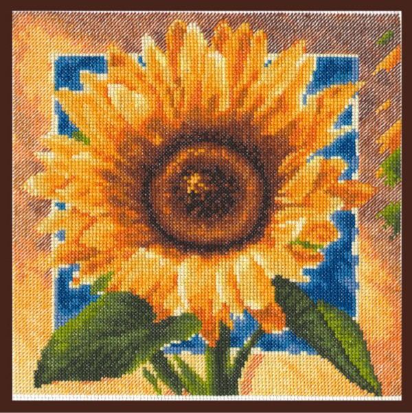 Набор для вышивания нитками Палитра, Золотые лепестки 20х20 см