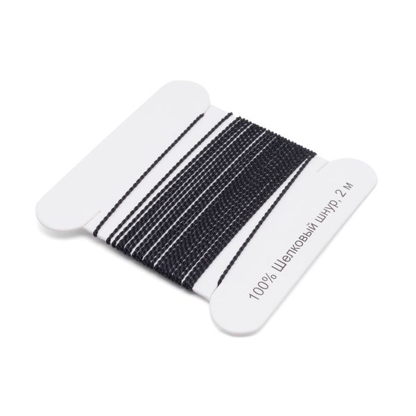 Шнур шелковый ⌀0.6 мм / 2 метра, с иглой, Астра, черный