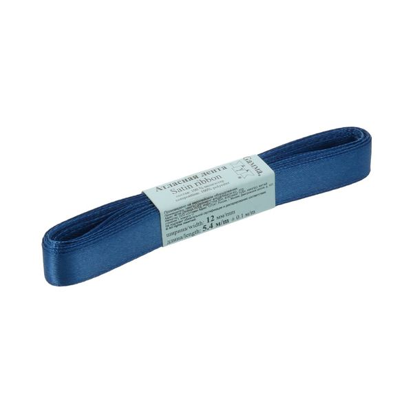 Лента атласная 1-сторонняя 12.0 мм / 10 шт по 5.4 метра, №095 синий, Gamma AL-12P