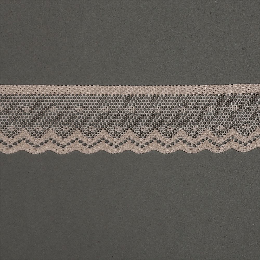 Кружево эластичное (стрейч) 25 мм, 8028, цв.L168 серебристый пион уп.50м, Kruzhevo