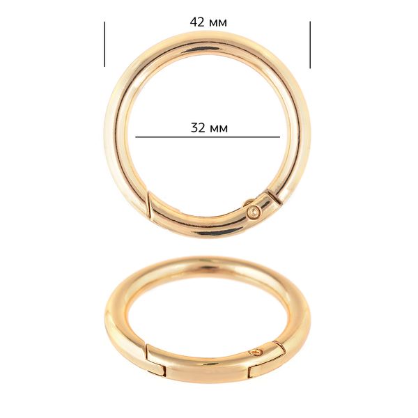 Карабин металл кольцо ⌀32.0 мм (42 мм) 107918, цв. золото уп. 10 шт
