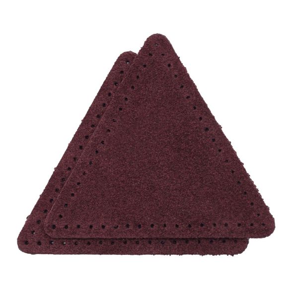Заплатки пришивные из замши, треугольник равносторонний 8см с перфорацией, 2 шт, 100% кожа, 31 бордовый, 59126