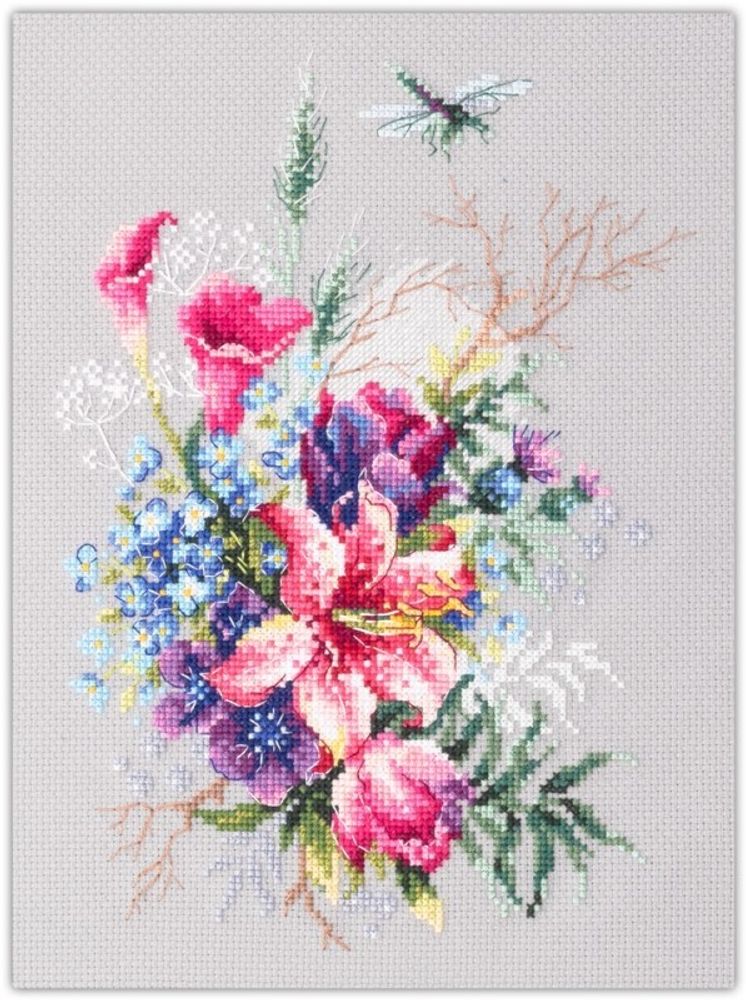 Набор для вышивания нитками Чудесная игла, Тюльпаны и лилия, 18x26 см