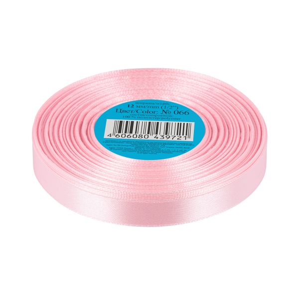 Лента атласная 1-сторонняя 12.0 мм / 33±2 метра, 066 розовый, Gamma