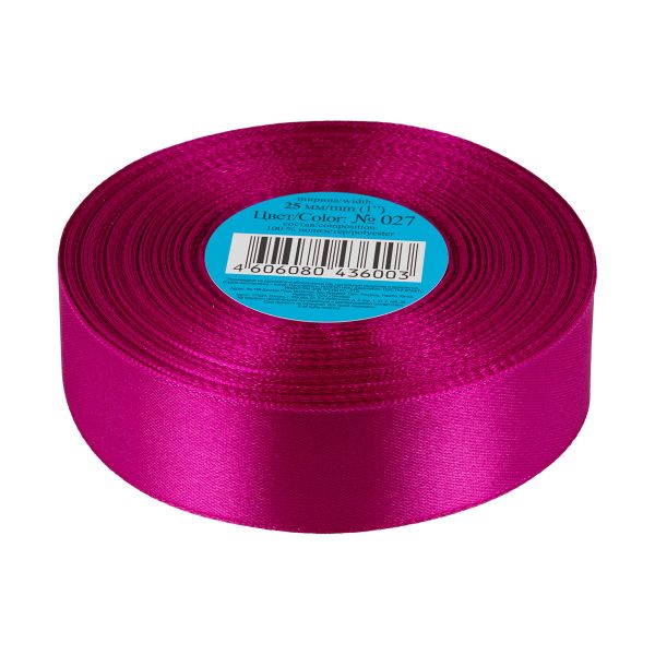 Лента атласная 1-сторонняя 25.0 мм / 33±2 метра, 027 св.лиловый, Gamma