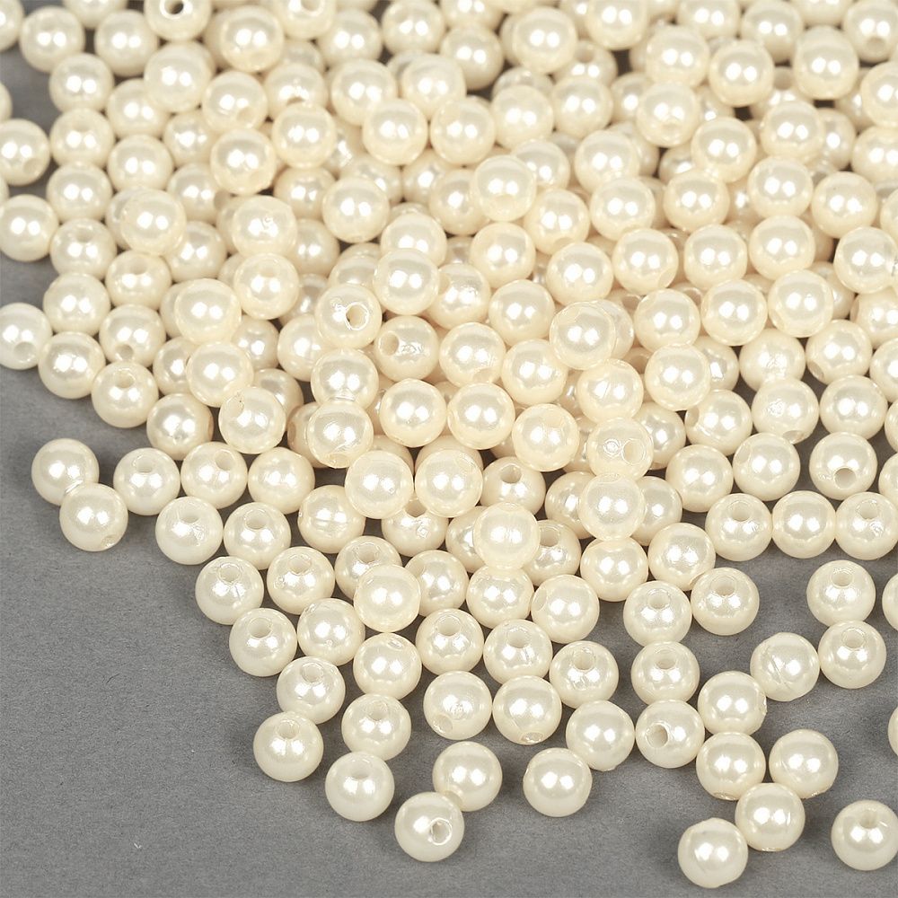 Бусины пластик (перламутр) ⌀6 мм, цв.001 молочный, уп.500г (4838 шт), Magic4Hobby