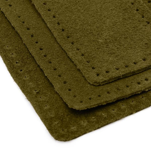 Набор заплаток пришив. из замши, прямоуг-к 4х6,4см, 6х9,6см, 8х12,7см, с перфорацией, 3 шт (33 хаки), 59403