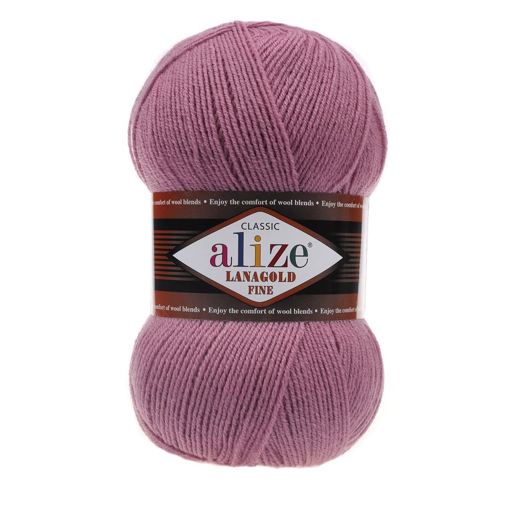 Пряжа Alize (Ализе) Lana Gold Fine / уп.5 мот. по 100 г, 390м, 028 сухая роза A