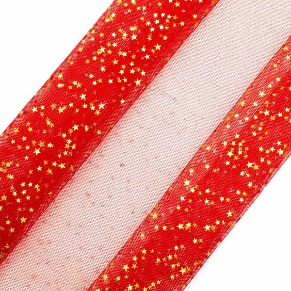 Фатин со звездочками 50х50см, красный, AR1371