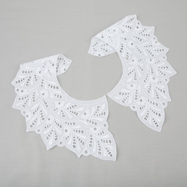 Пришивной кружевной воротник шитьё 120 мм, 5 пар Турция, белый, Gamma VYEM-28-02