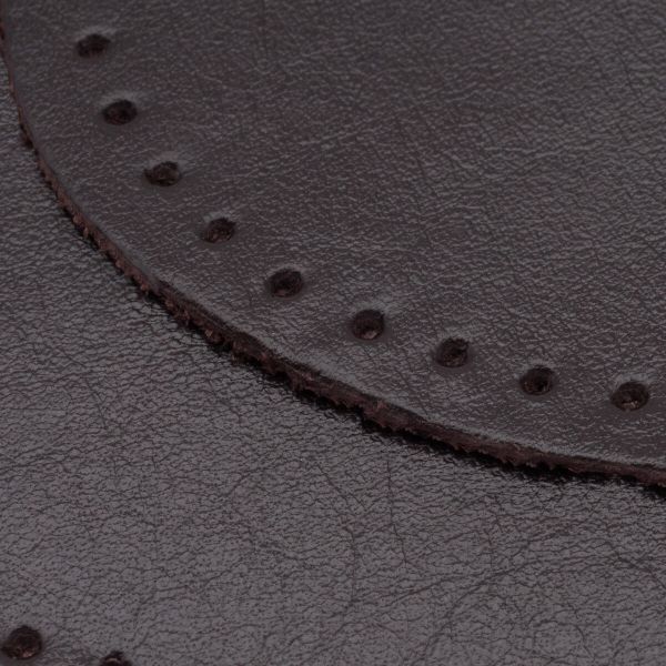 Заплатки пришивные из кожи, овал 6х8,2см с перфорацией, 2 шт, 100% кожа, 03 темно-коричневый, 9114