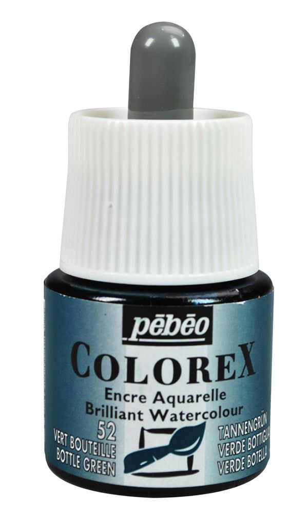 Краска акварель акварельные чернила Colorex 45 мл, 341-052 зеленый бутылочный, Pebeo