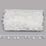 Тесьма с помпонами 1-рядная h20 мм, с помпонами 01 белый, 17 м