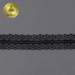 Кружево отделочное в стиле "трикотаж" 30 мм, T-016 цв.черный, уп.9м