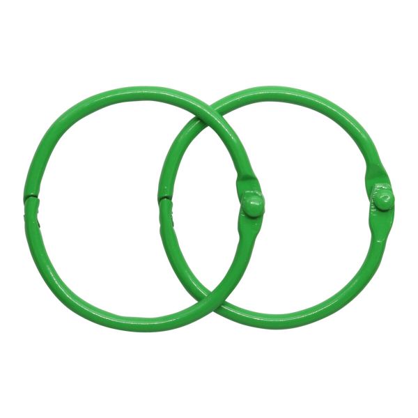 Кольца для альбомов разъемные металл 35 мм, 10 шт, зеленый, 5AS-105