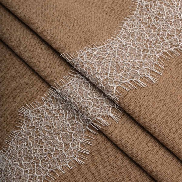 Кружево шантильи (реснички) на сетке 85 мм / 30 метров, белый, 3AR1259