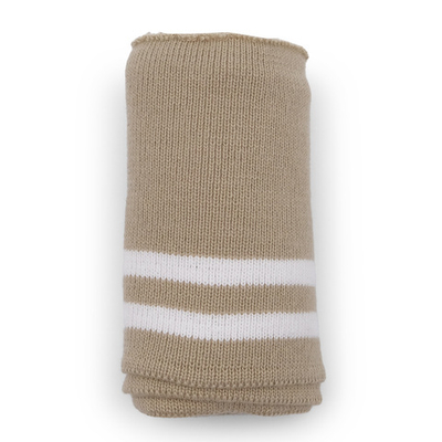 Подвяз (довяз) трикотажный 7.5х80 см, однослойный в полоску, бежевый цв.101/белый