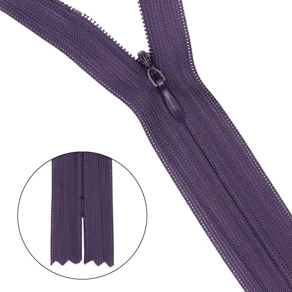 Молния потайная (скрытая) Т3 (3 мм) 1 зам., н/раз., 50 см, нейлон, 867 т.баклажан, 10 шт