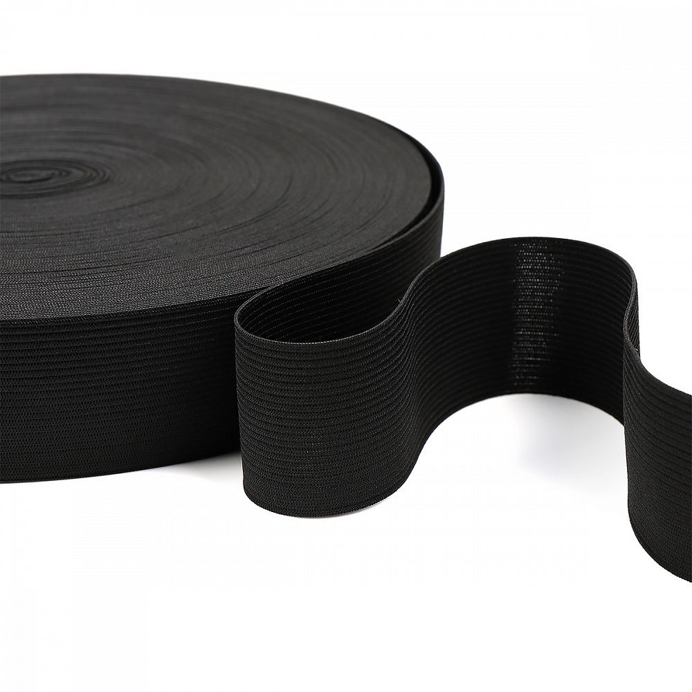 Резинка вязаная 45.0 мм / 40 метров, стандартная 3.9-4.3 г/п.м., черный