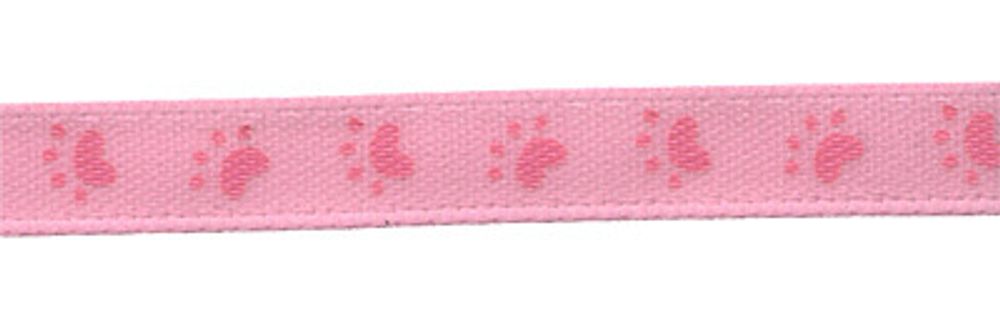 Лента атласная с рисунком 06 мм, 22.8 м, A1/005 следы/розовый, Gamma ALP-061