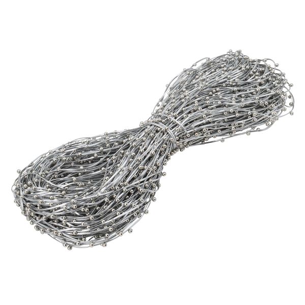 Шнур отделочный искусственная кожа с бусинами ⌀2.0 мм, / 100 метров, 05 серебро