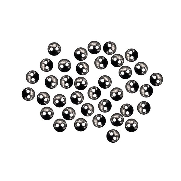 Украшения декоративные пуговицы Мини 2 прокола, 6мм, 50 шт ± 2 шт пластик, цв.черный