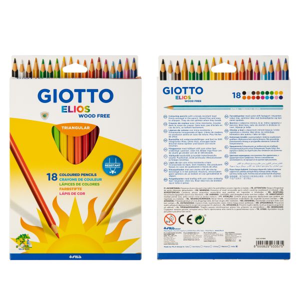 Карандаш цветной пластиковый трехгранный заточенный 18 цв, Giotto F277900