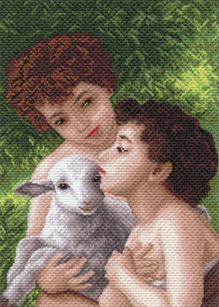 Рисунок для вышивания на канве Матренин Посад арт.37х49 - 1616 Дети и овечка