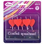 Набор свечей для торта 3.6 г, 12х5 шт, Красные сердечки, Boomzee BCD-19