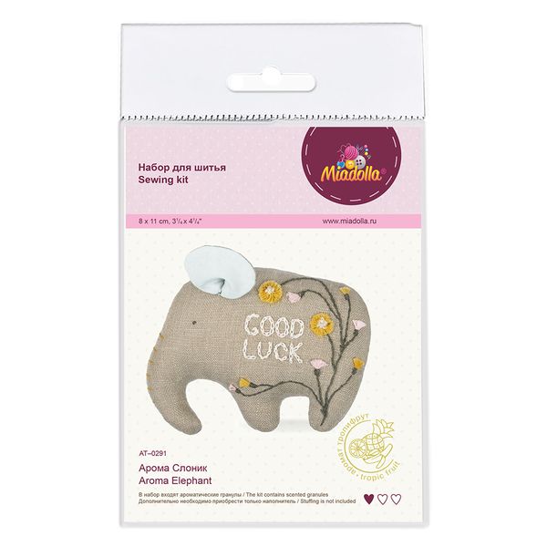 Набор для шитья игрушки Арома Слоник 8 см, Miadolla AT-0291