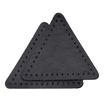 Заплатки пришивные из кожи, треугольник равносторонний 6см с перфорацией, 2 шт, 100% кожа, 01 черный, 9116