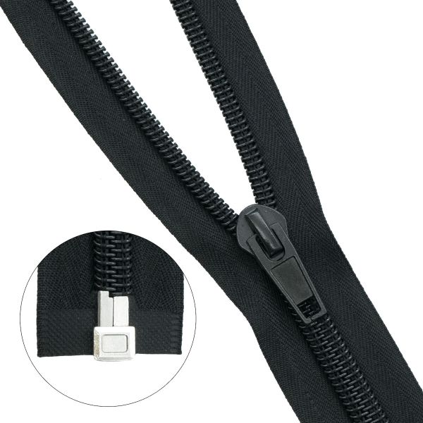 Молния спираль (витая) Т10 (10 мм) 1 зам., разъем., 70 см, черный, 10 шт