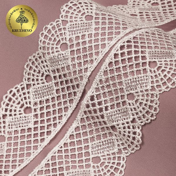 Кружево гипюр (плетёное) 45 мм, TBY.8540E, теплый белый, 13.71м, Kruzhevo