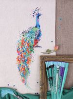 Набор для вышивания нитками Panna, Золотая серия, Павлин, 17х45 см