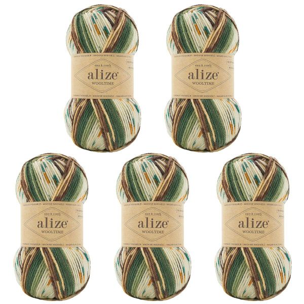 Пряжа Alize (Ализе) Wooltime / уп.5 мот. по 100 г, 200 м, 11021 секционный