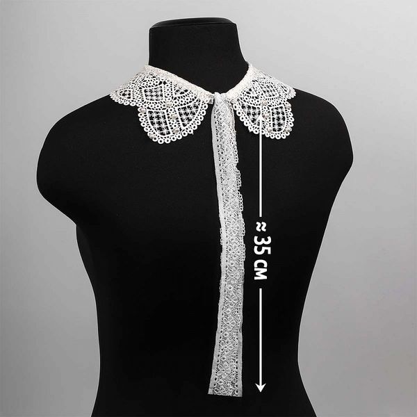 Накладной кружевной воротник 30х35 см, матовая нить Kruzhevo TBY.13/193, цв.белый уп.1шт