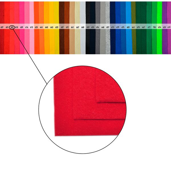 Фетр листовой жесткий 1.0 мм, 20х30 см, 10 шт, цв. 603 красный