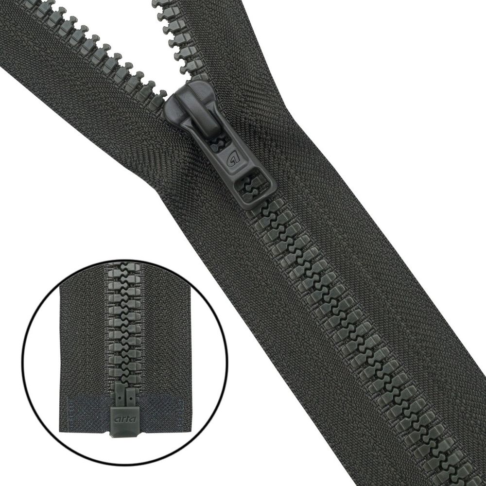 Молния трактор Arta Т6 (6 мм) 1 зам., разъем., 60 см, (2076), A237 т.хаки, НОВЫЙ МАТОВЫЙ ЗАМОК, уп.5 штук