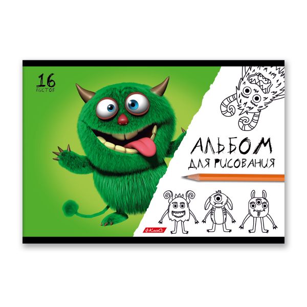 Альбом для рисования 100 г/м², A4 29х20.5 см, 16 л. на скобе, 10 шт, Буки и барабашки 000650, Светоч 16АЛСК4_1_3_9