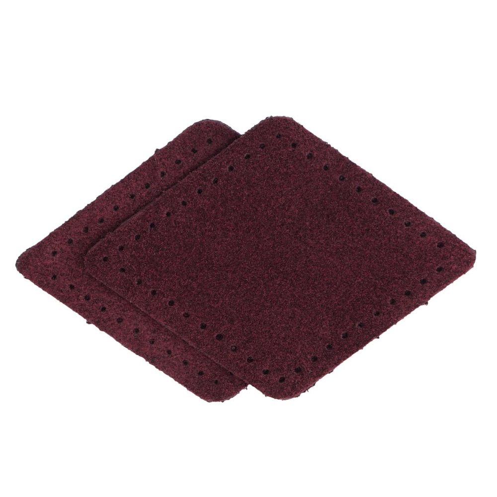 Заплатки пришивные из замши, ромб 6х8,4см с перфорацией, 2 шт, 100% кожа, 31 бордовый, 59115