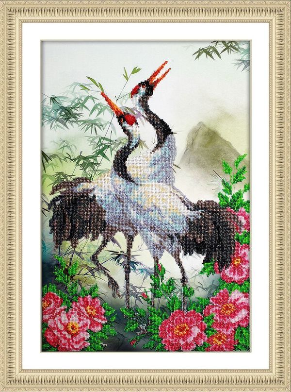 Набор для вышивания бисером Паутинка, Журавли 30х45 см